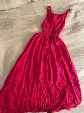 Sleeveless Hot Pink Maxi Dress with Smocked Waist